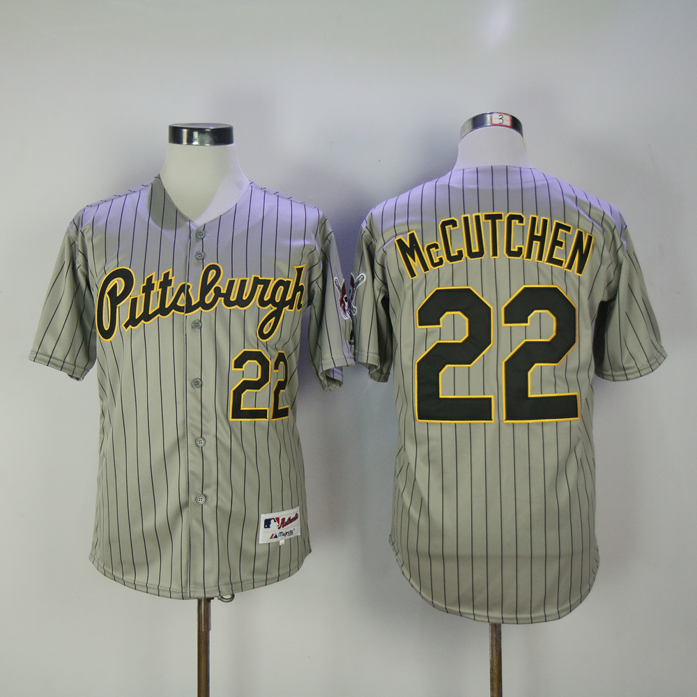 Men Pittsburgh Pirates #22 Mccutchen Grey stripe MLB Jerseys->pittsburgh pirates->MLB Jersey